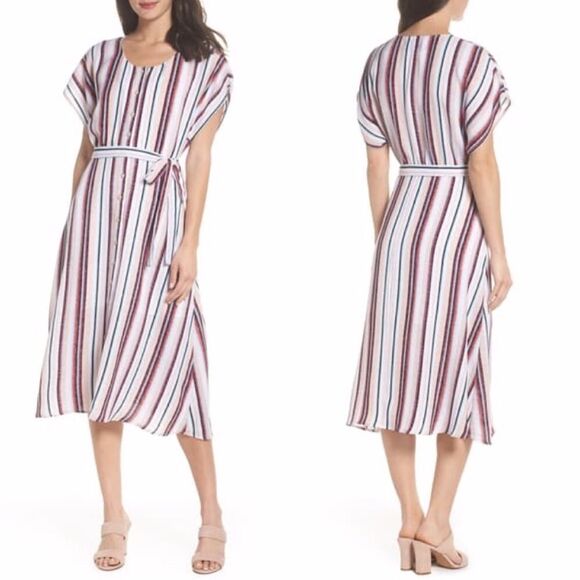 Charles Henry Belted Button Down Midi Dress - Picture 1 of 8